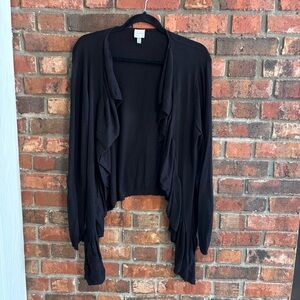 Cupio womens open front asymmetrical lightweight cardigan black L